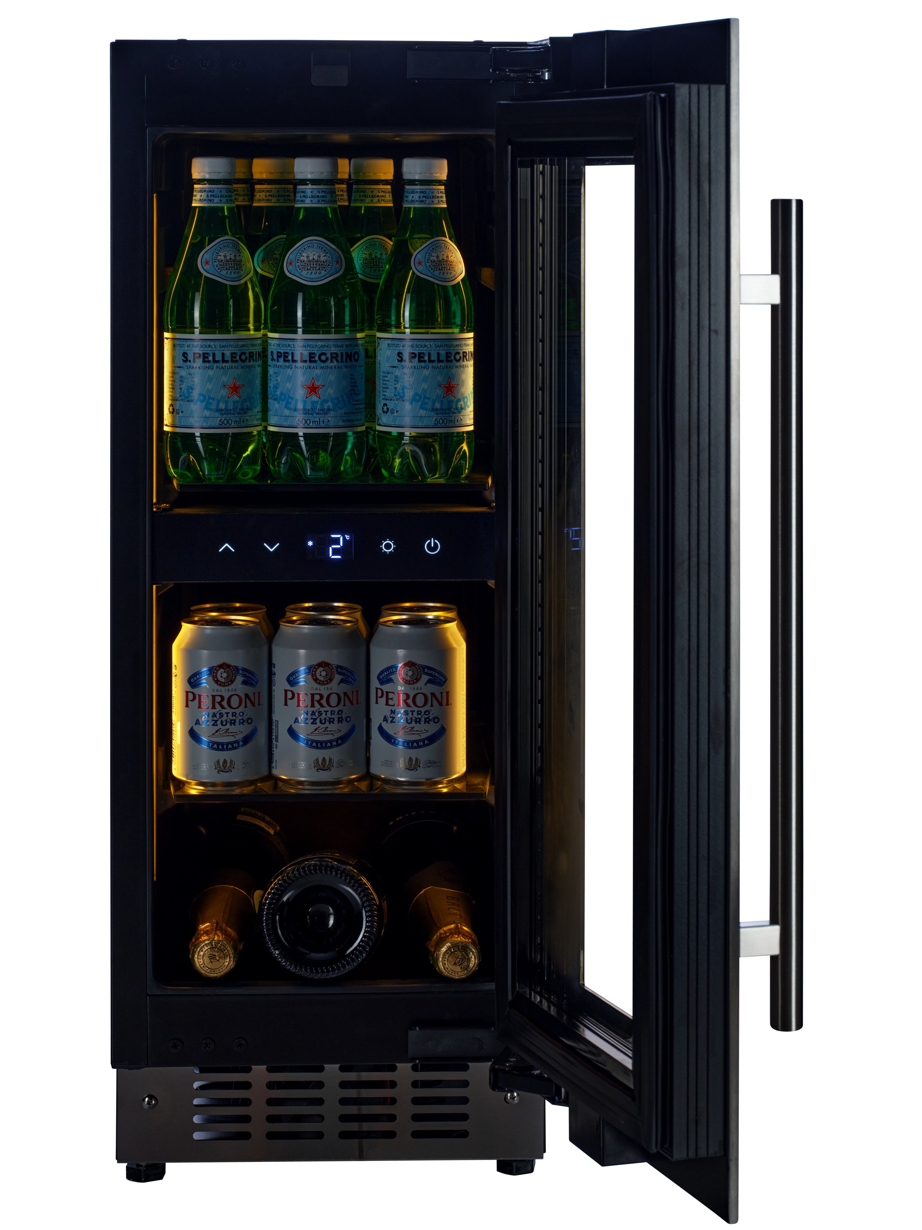 BV34B-TO - Push 2 Open Drankenkoelkast - 118L - Zwart Glas