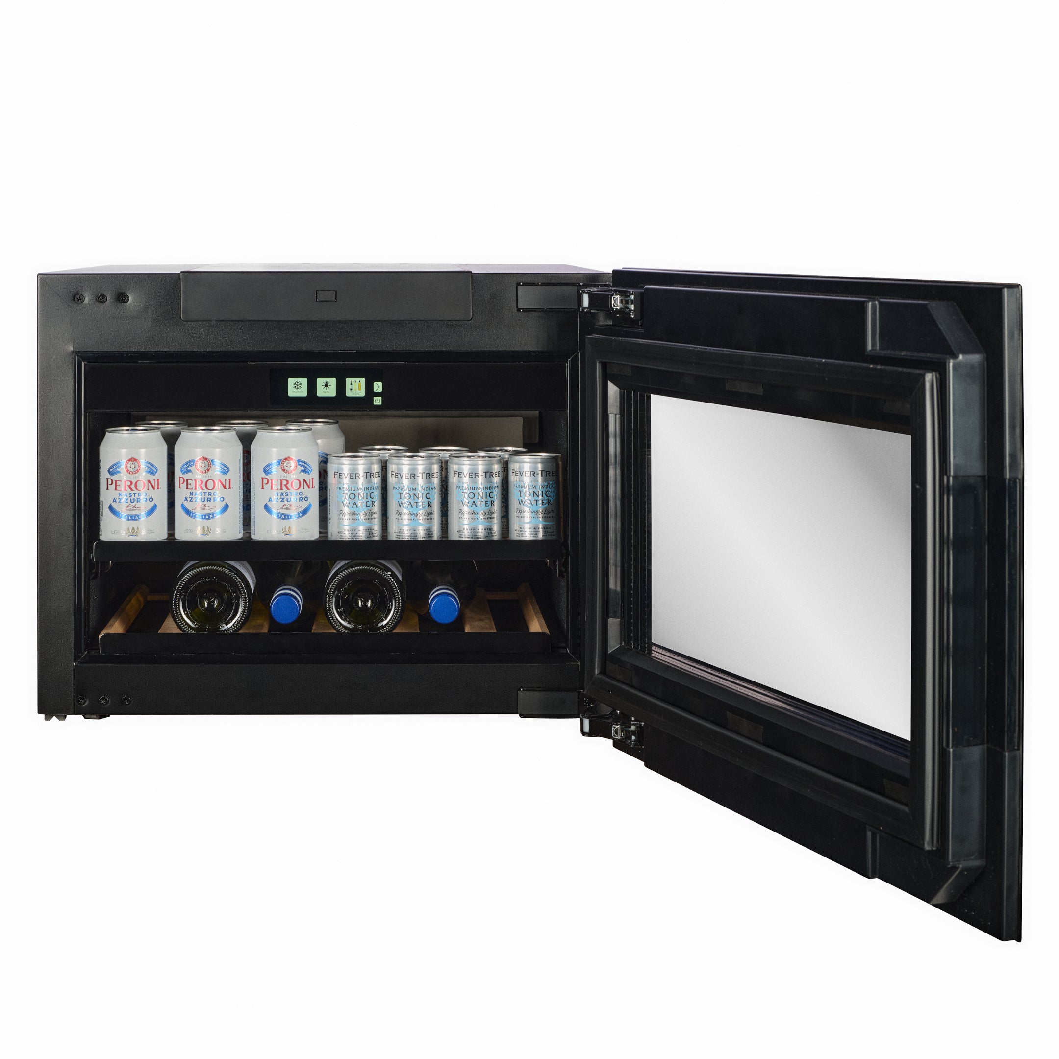 BVI-17B-TO - Push To Open Integrated Beverage Fridge - 37L - Black Glass