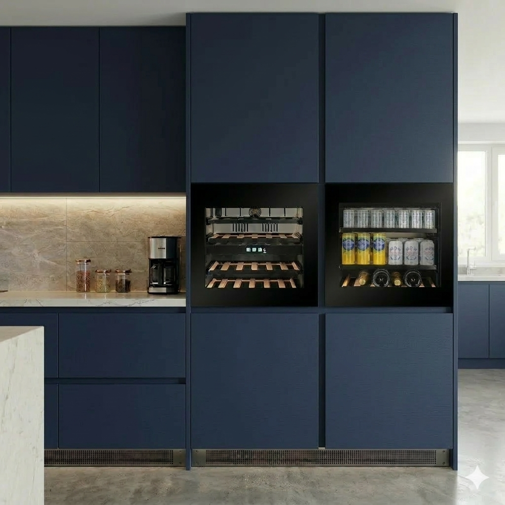 BVI-24B-TO - Push To Open Integrated Beverage Fridge - 62L - Black Glass