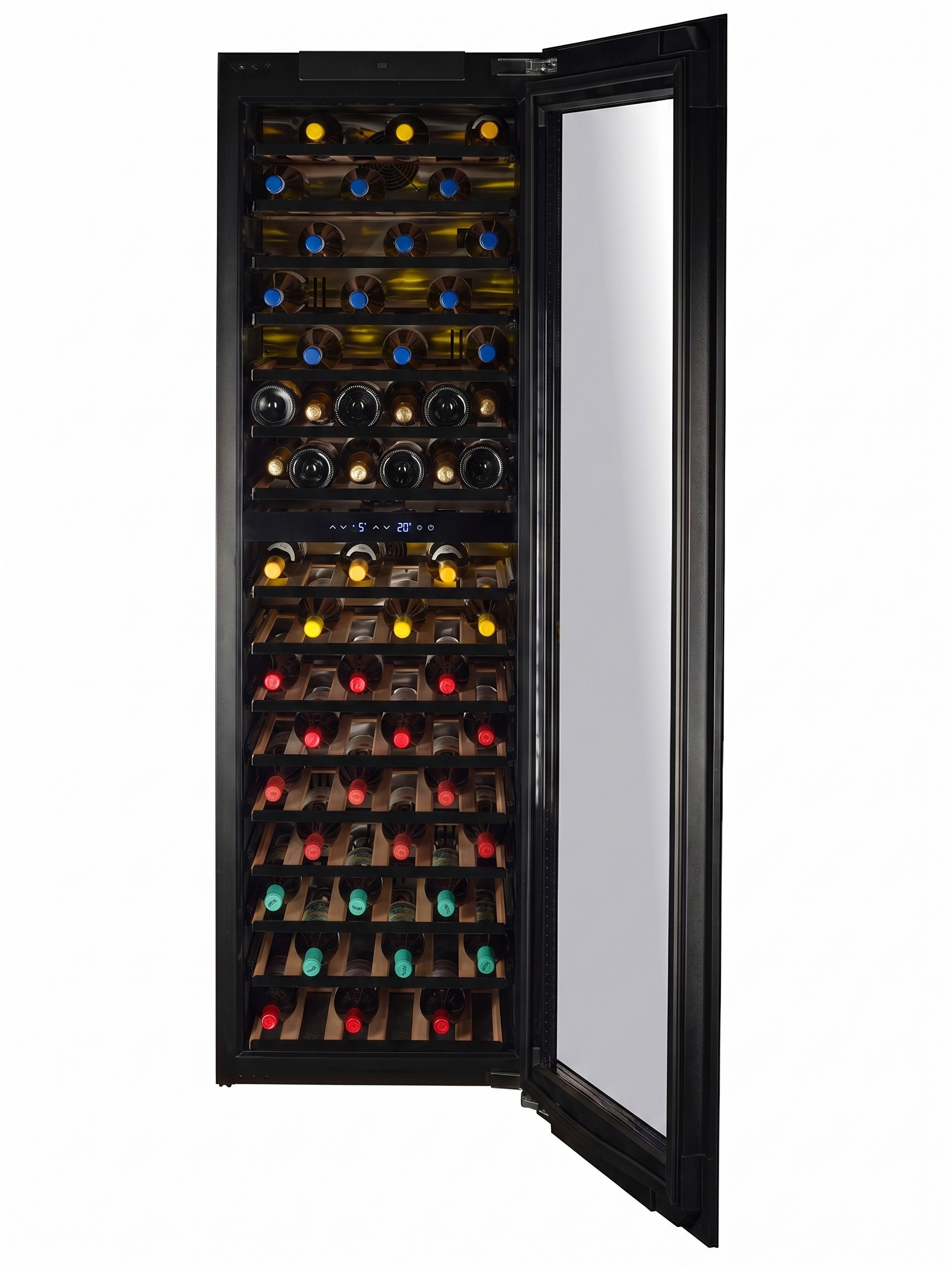 W96B-TO - Push 2 Open Geïntegreerde Wijnkoelkast - 255L - Zwart Glas