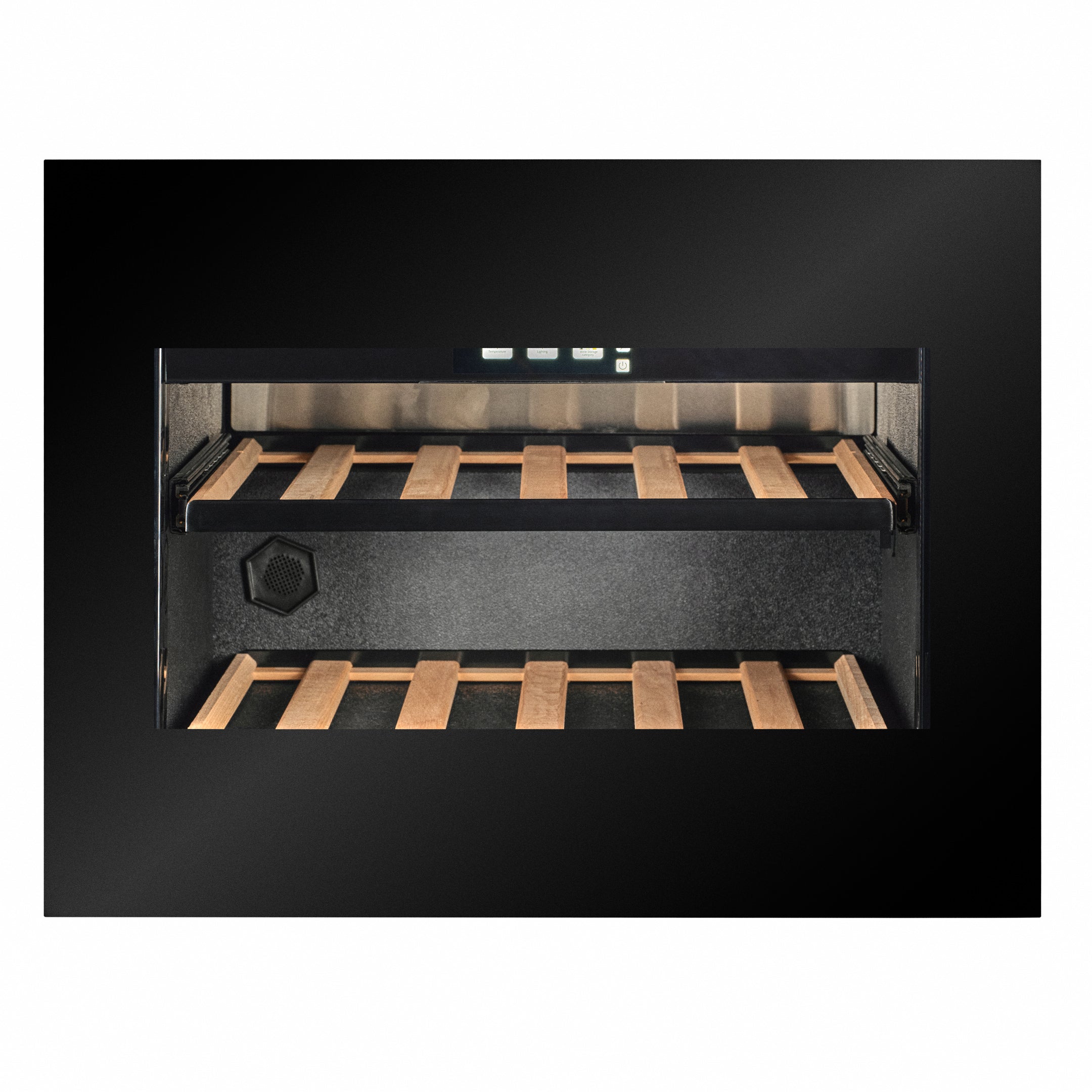 WI-17B-TO - Push To Open Integrated Wine Fridge - 17 Bottle - Black Glass