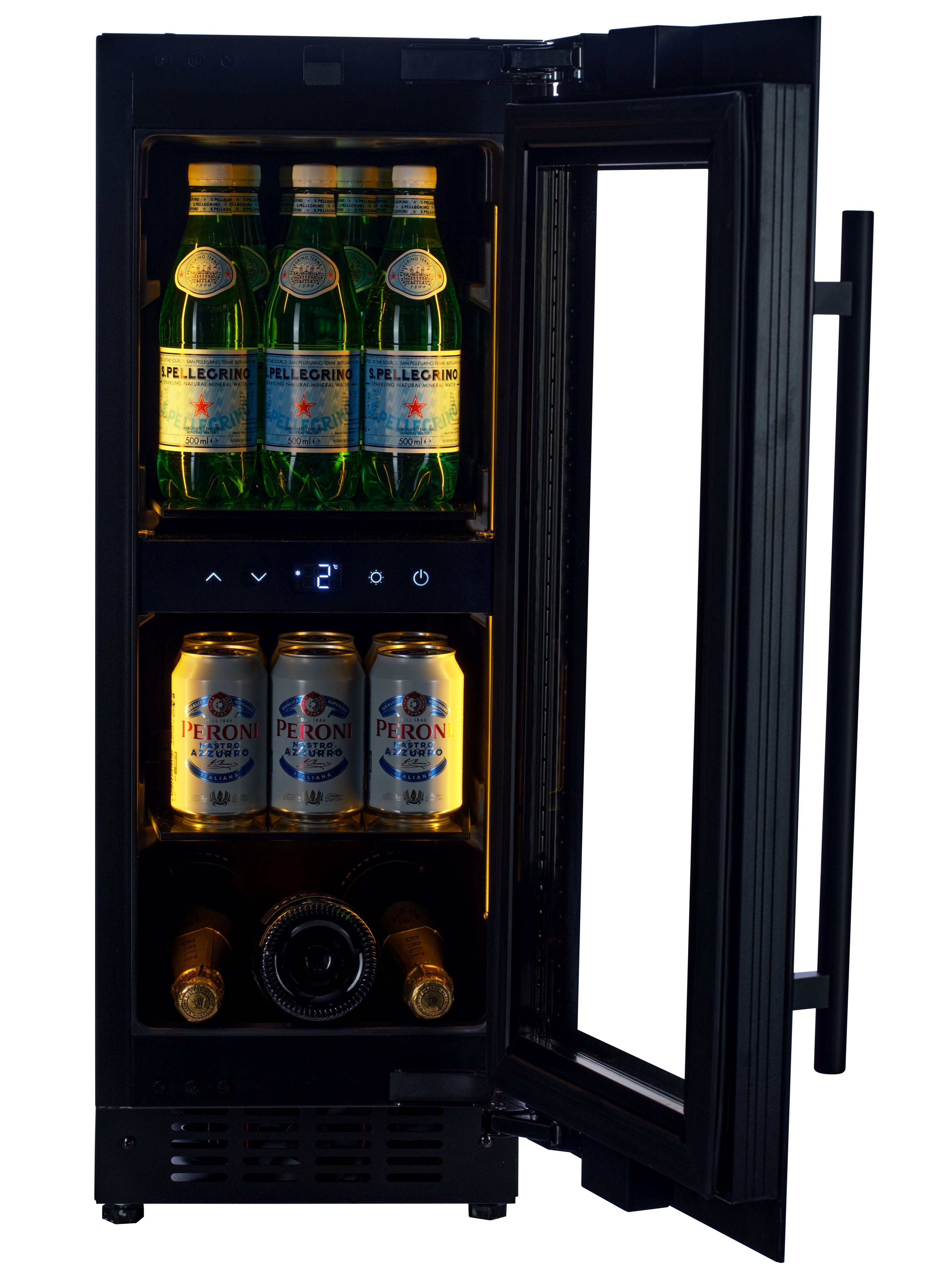 BV34B-TO - Push 2 Open Drankenkoelkast - 118L - Zwart Glas