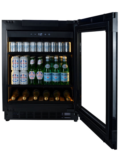 BV34B-TO - Push 2 Open Drankenkoelkast - 118L - Zwart Glas
