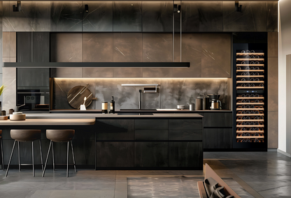 W96B-TO - Push 2 Open Geïntegreerde Wijnkoelkast - 255L - Zwart Glas