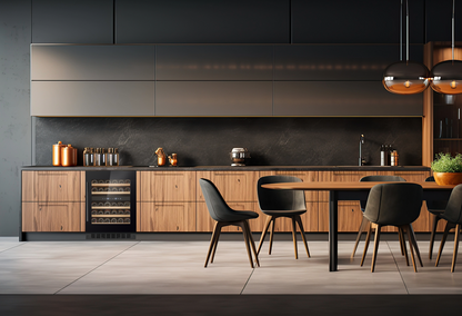 W34-BH - Wijnkoelkast - 36 flessen - Zwart glas