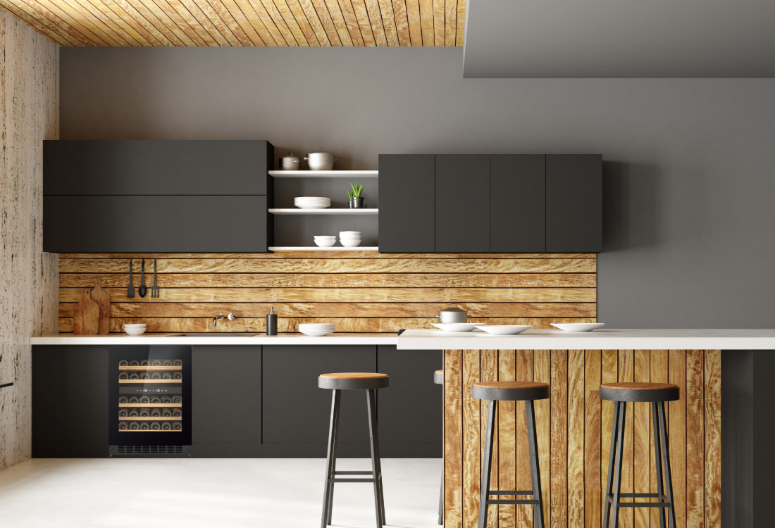 W34B-TO - Push 2 Open Wijnkoelkast - 36 Flessen - Zwart Glas