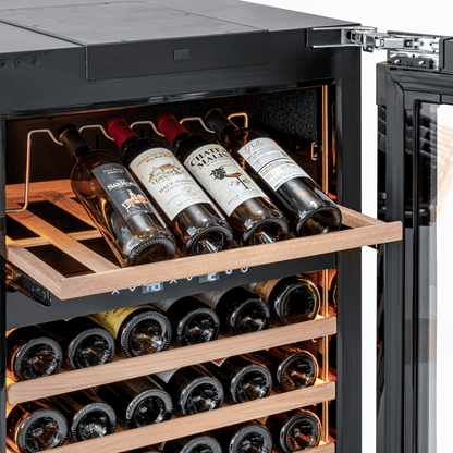 W34B-TO - Push 2 Open Wine Fridge - 36 Bottle - Black Glass