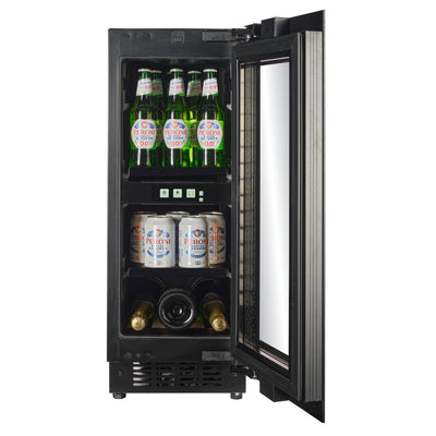 TFT-BV18B-TO - 300 mm breed - Druk-en-open-drankkoelkast - 51 l - Zwart glas