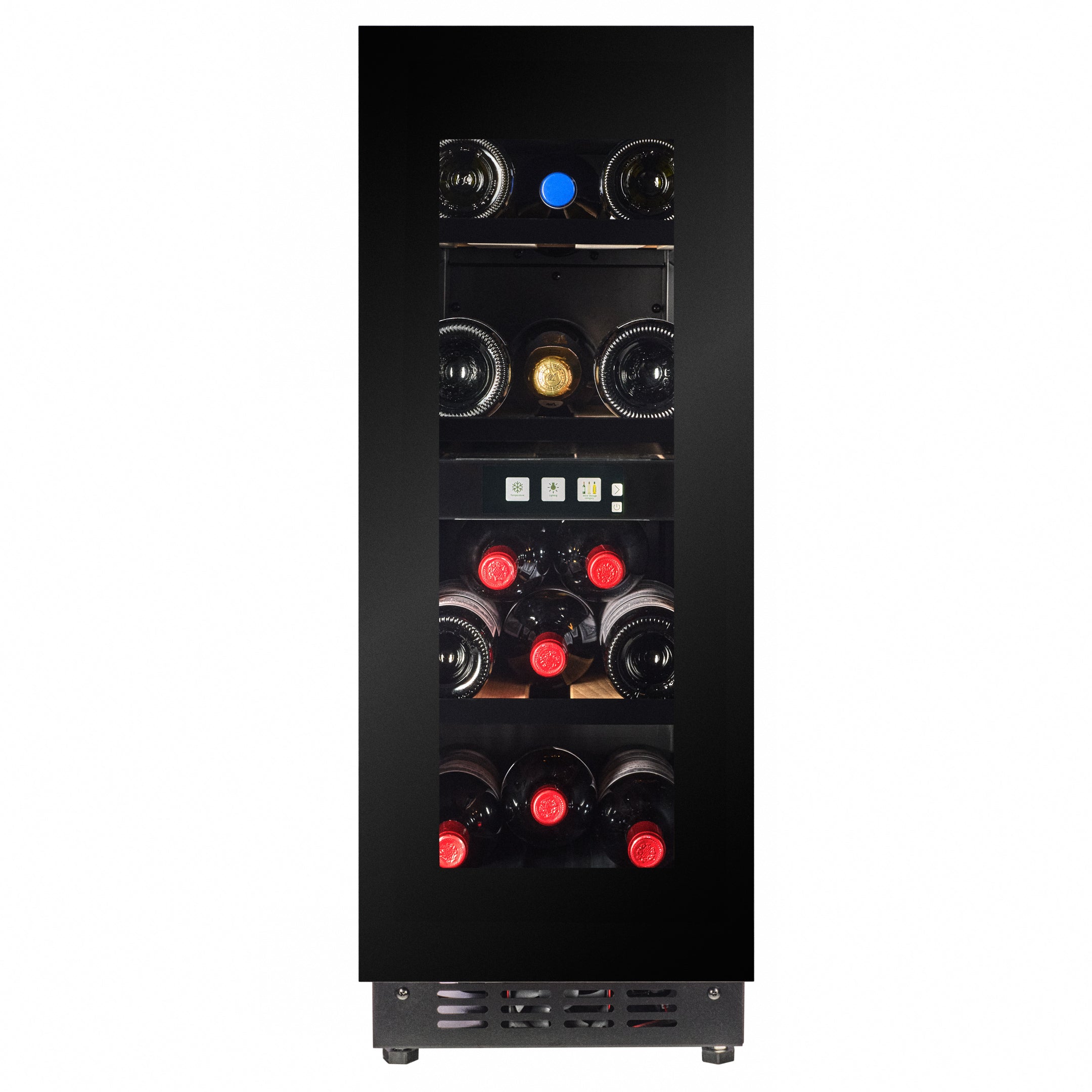 W18B-TO - Push 2 Open Wijnkoelkast - 18 Flessen - Zwart Glas