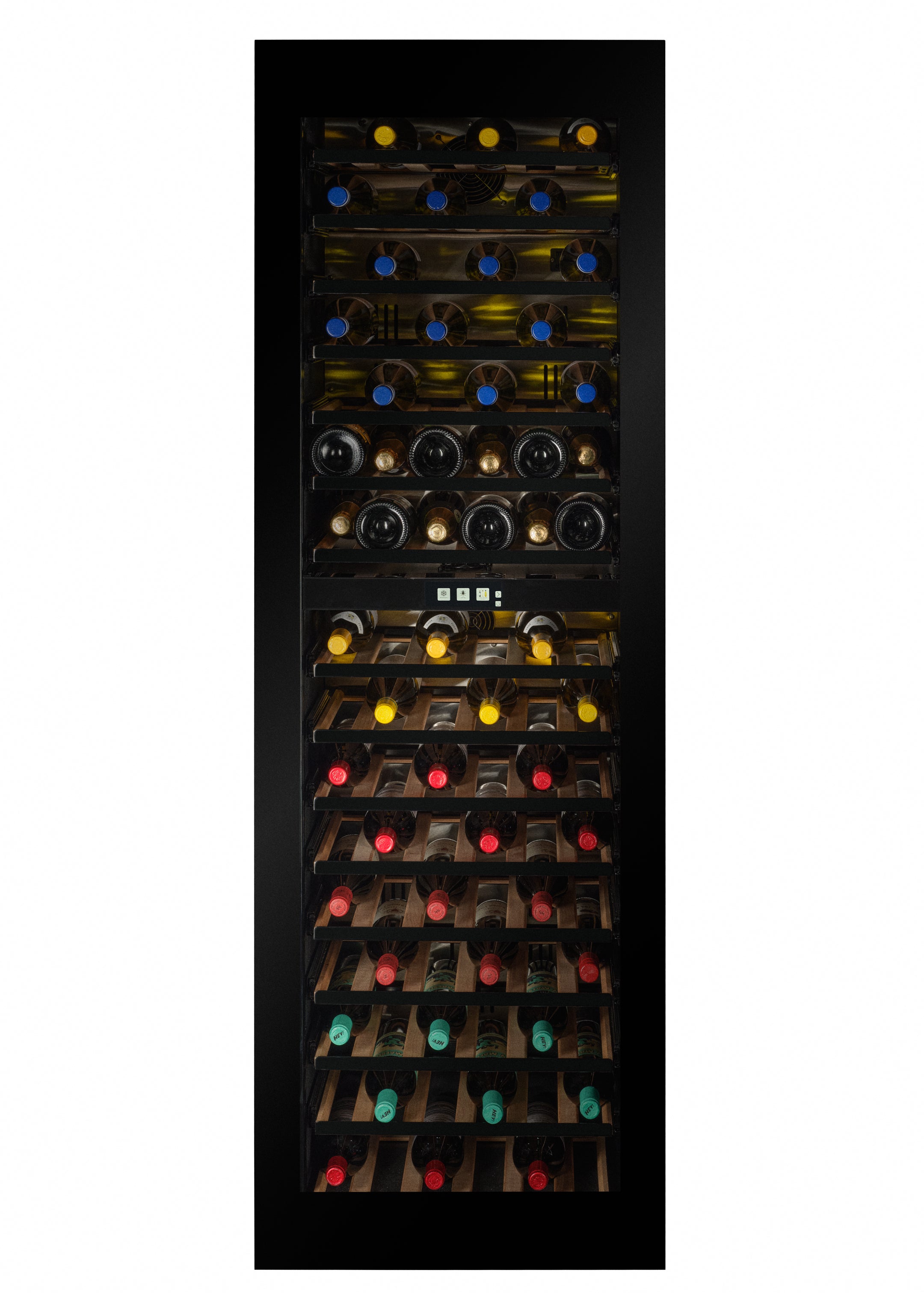 W96B-TO - Push 2 Open Geïntegreerde Wijnkoelkast - 255L - Zwart Glas