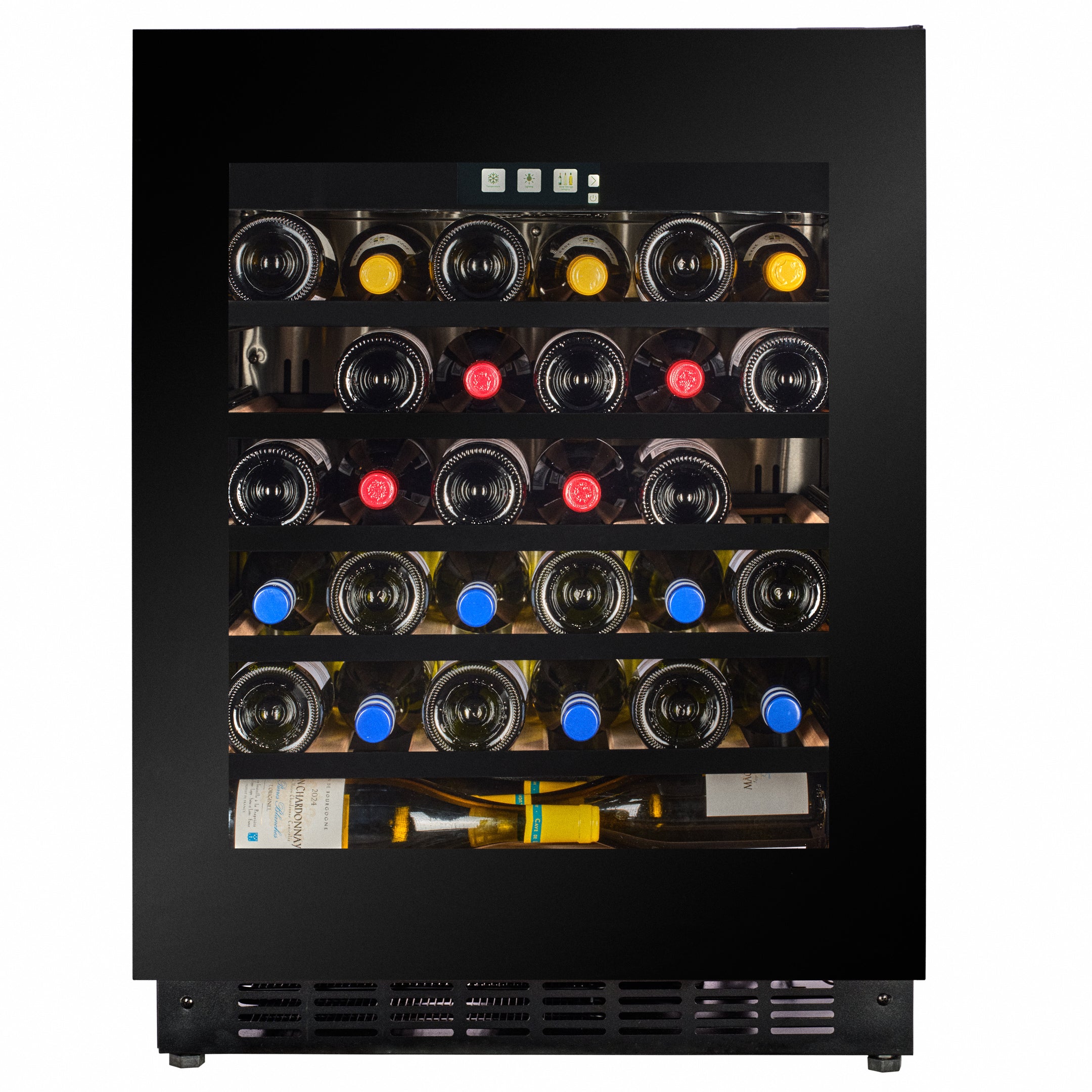 W30B-TO - 450mm Deep - Push2Open Wine Fridge - 33 Bottle - Black Glass