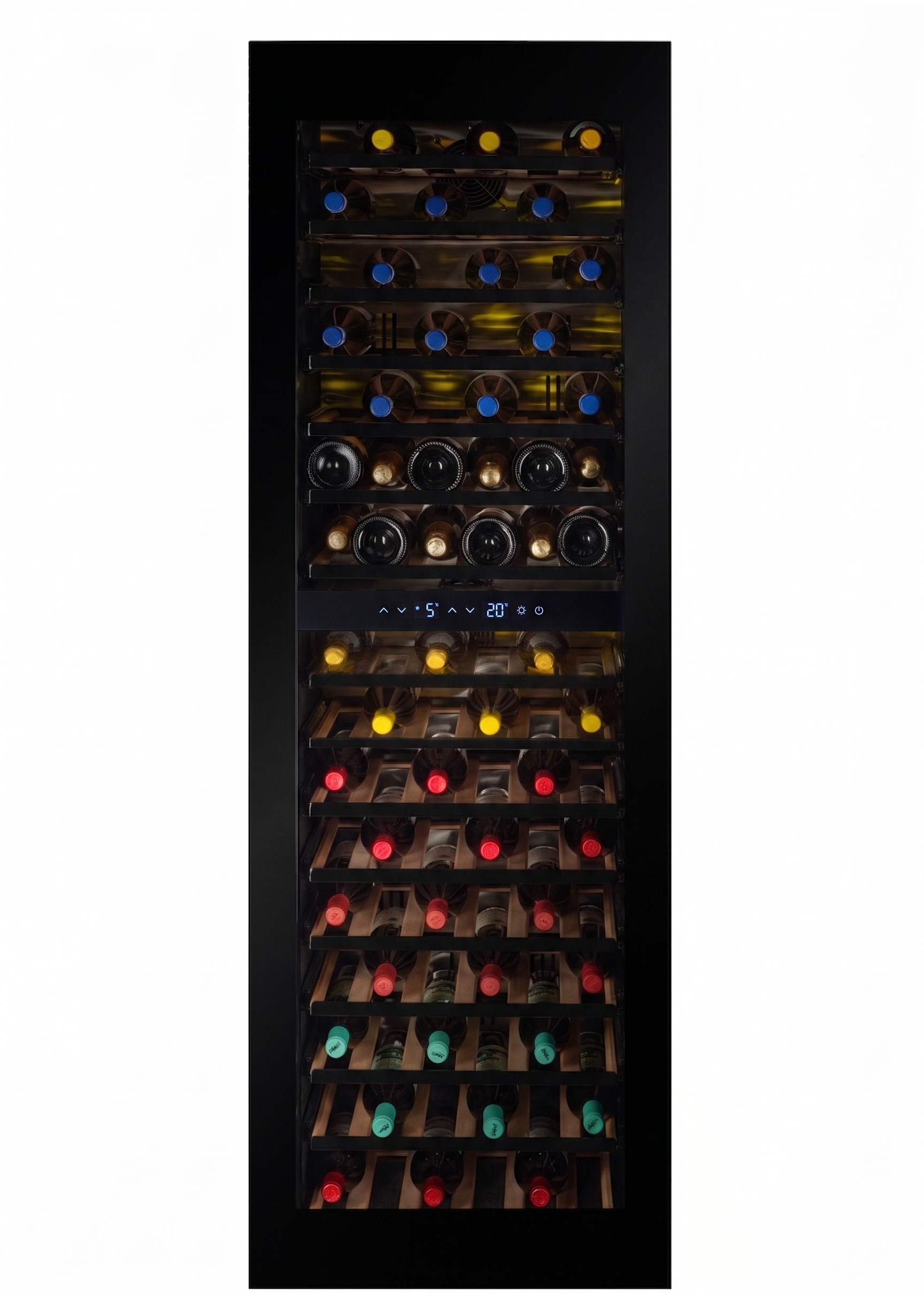 W96B-TO - Push 2 Open Geïntegreerde Wijnkoelkast - 255L - Zwart Glas