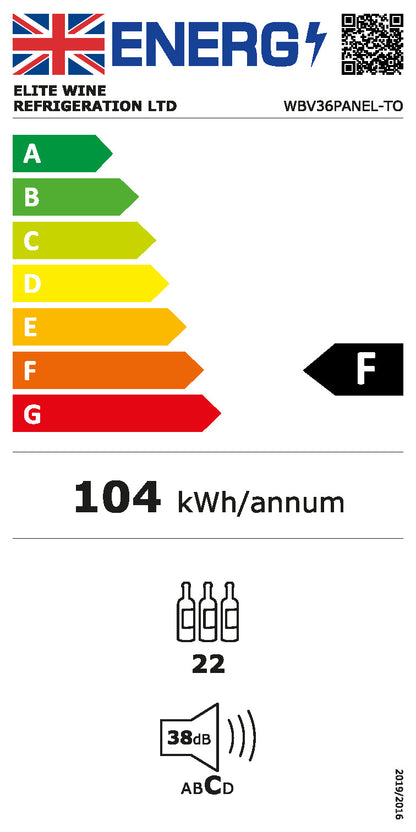 WBV36PANEL-TO - Panel Ready Beverage Centre - 22 Bottle/44 Cans - Push2open