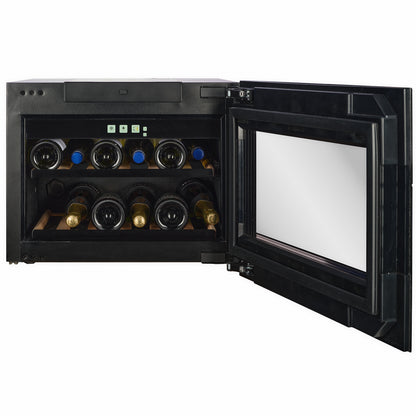 WI-17B-TO - Push To Open Integrated Wine Fridge - 17 Bottle - Black Glass